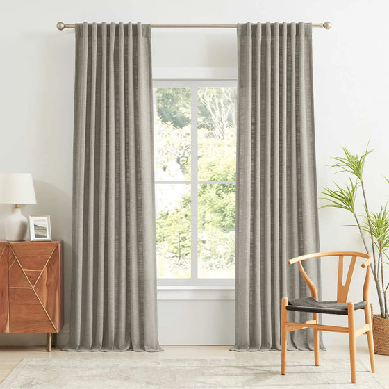 Pale Khaki,Blanche Cotton Blend Linen Look Curtains