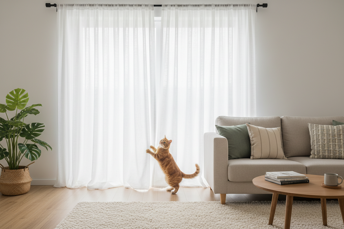 Budget friendly pet curtains with custom sizing for homes with pets