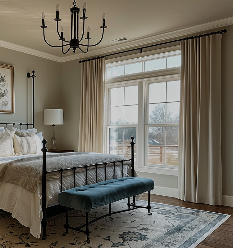 Cindy Diamond Embossed Blackout Curtains, polyester with thermal high-temperature molding, 95-99% light blocking. Perfect for a luxurious bedroom retreat.