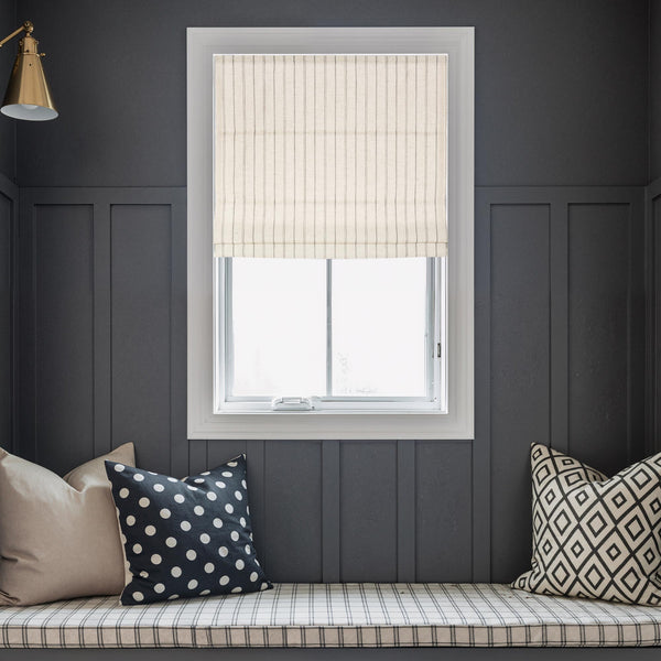 Cora Minimalist Striped Linen Custom Roman Shades