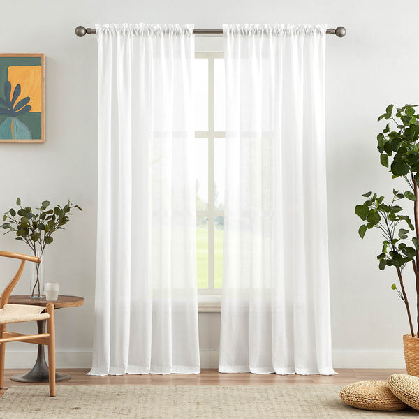 Elsa White Cotton Blend Sheer Curtains