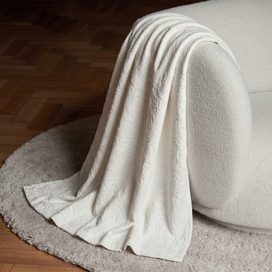 Frost,Custom Evelyn Paisley Jacquard Linen Throw