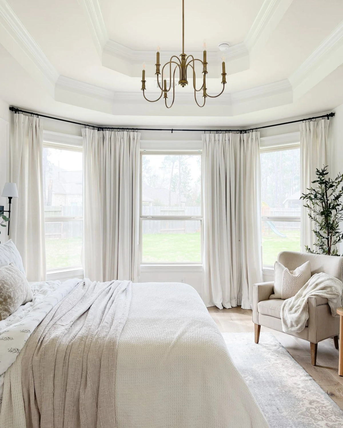 Professional bay window curtain design by Curtarra