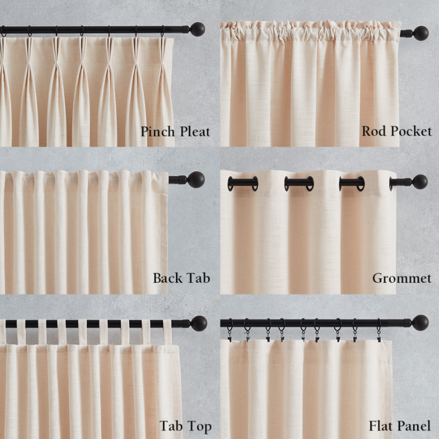 Curtain header styles for rods