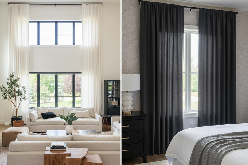 Privacy level comparison for linen curtains in new home