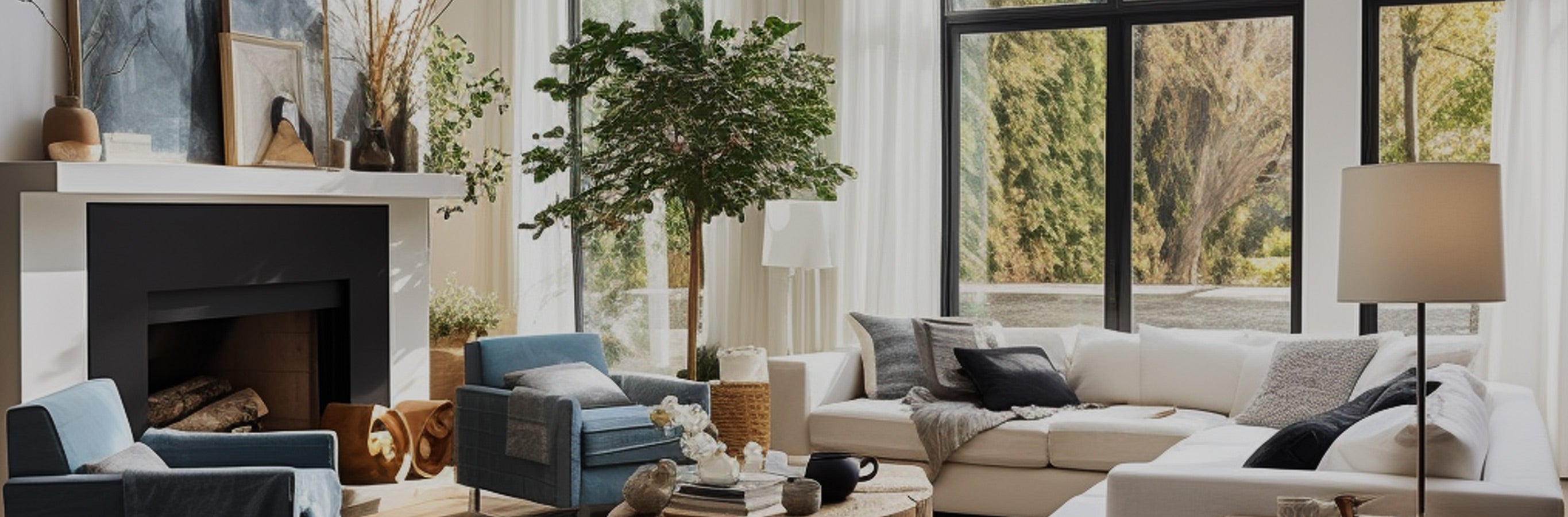 Elegant Kate Rayon Blend white curtains in a contemporary living area, silky look, natural & healthy, soft light filtering.