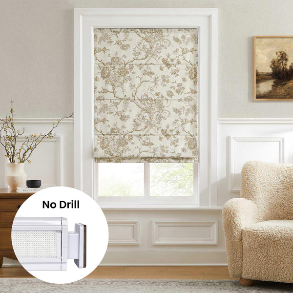 Jolie Toile De Jouy Patterned No Drill  Roman Shades