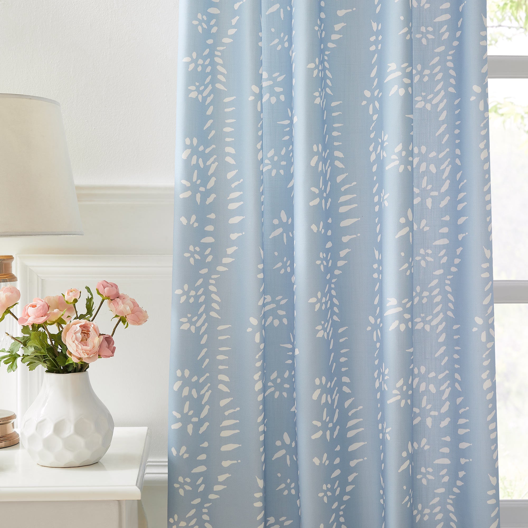 Pat Blue Designer Pattern Cafe Curtains – Curtarra