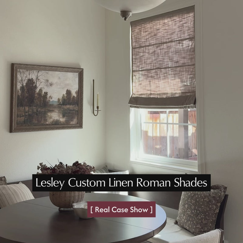 Pale Olive,Lesley Custom Linen Roman Shades