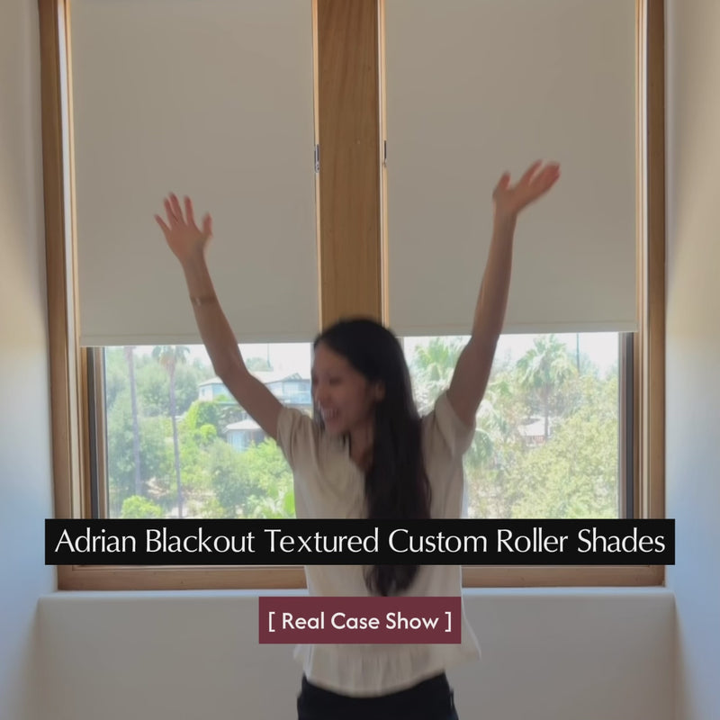 White,Adrian Blackout Textured Custom Roller Shades