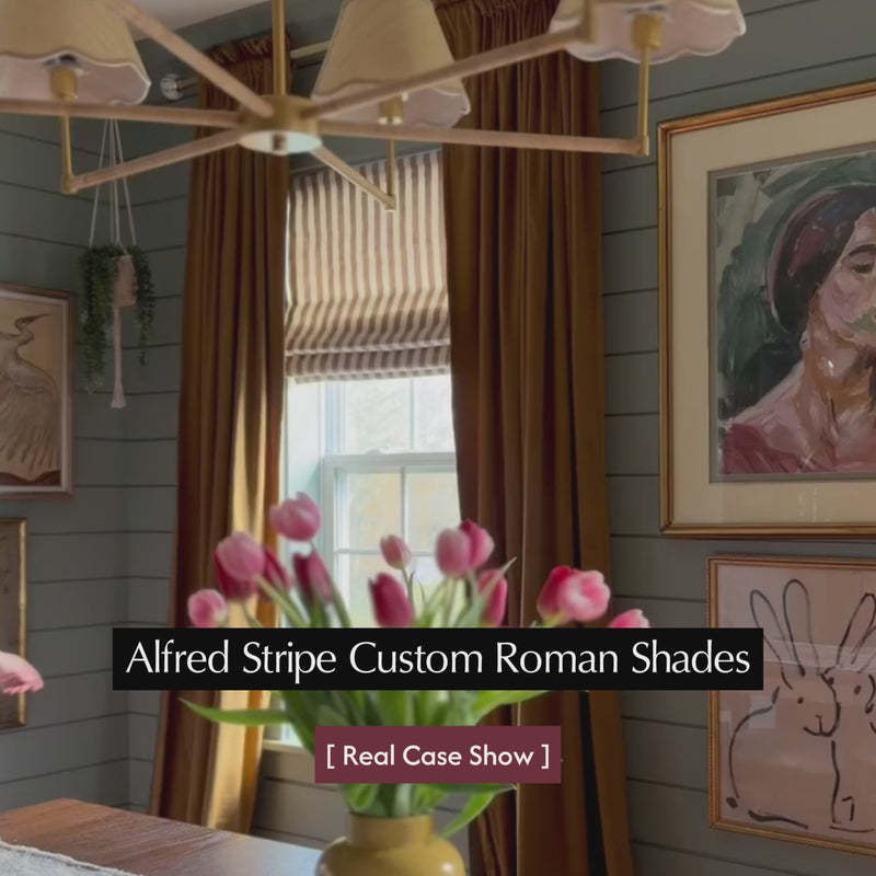 Cinnamon,Alfred Stripe Custom Roman Shades