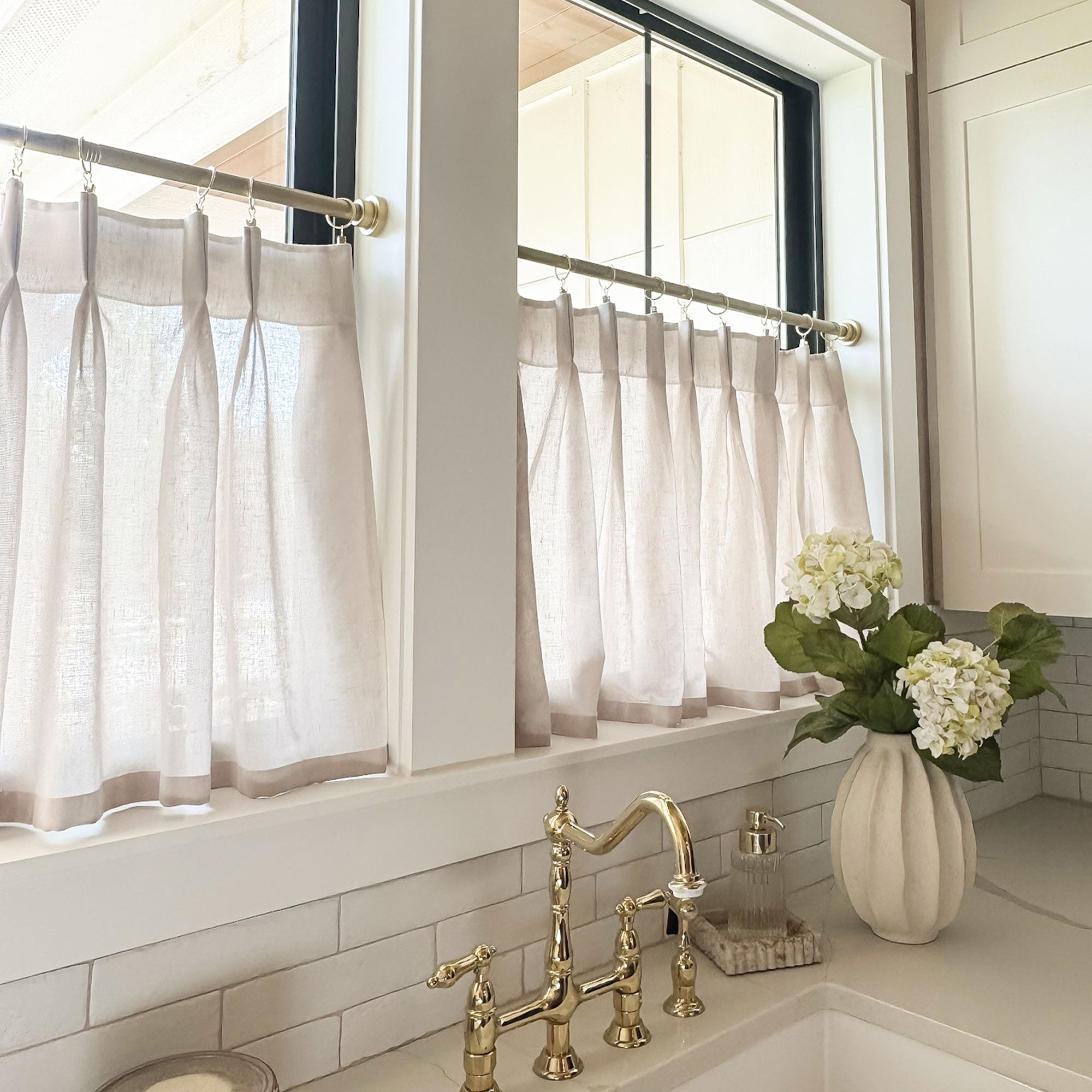 Cafe Drapes Curtains Sandra Cotton Linen Semi Sheer Cafe Curtains – Curtarra