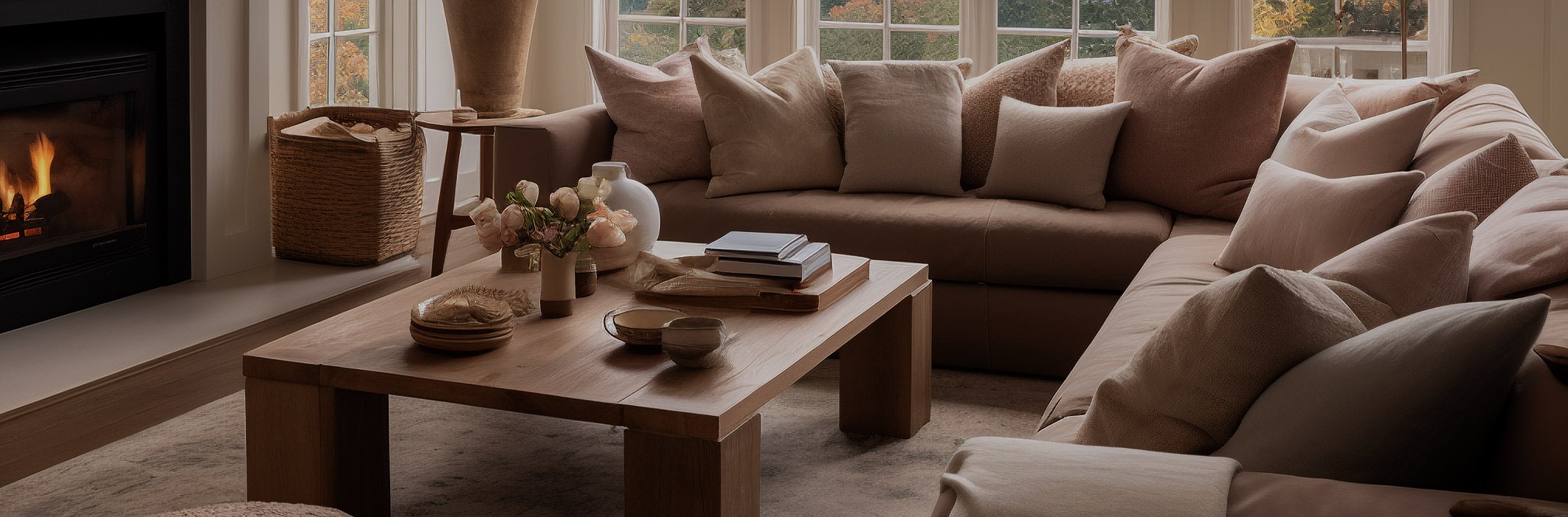 Elegant living space with mountain views, where Curtarra Scott curtains would enhance light control.