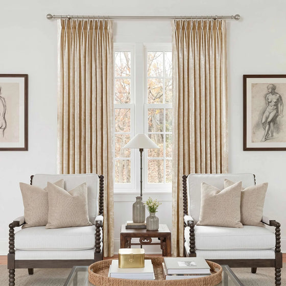 Pearled Ivory,Victoria Royal Crushed Velvet Curtains