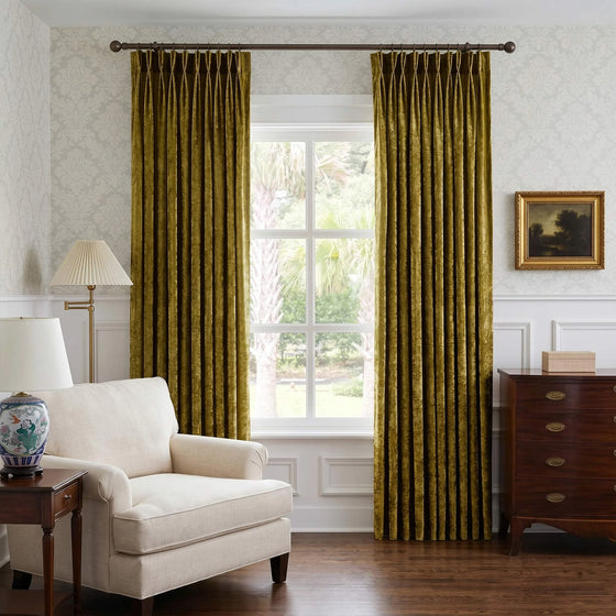 Warm Olive,Victoria Royal Crushed Velvet Curtains