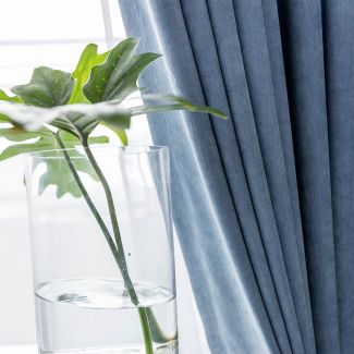 Fiona Chenille Blue textured curtains 
