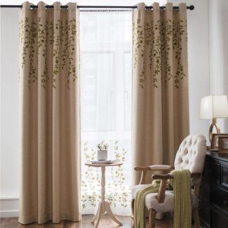 Olivia Embroidery Linen Look Curtains and shhers