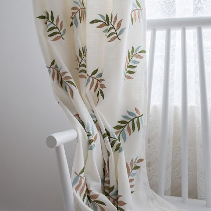 Leaves Pattern Dale Embroidered Curtains 